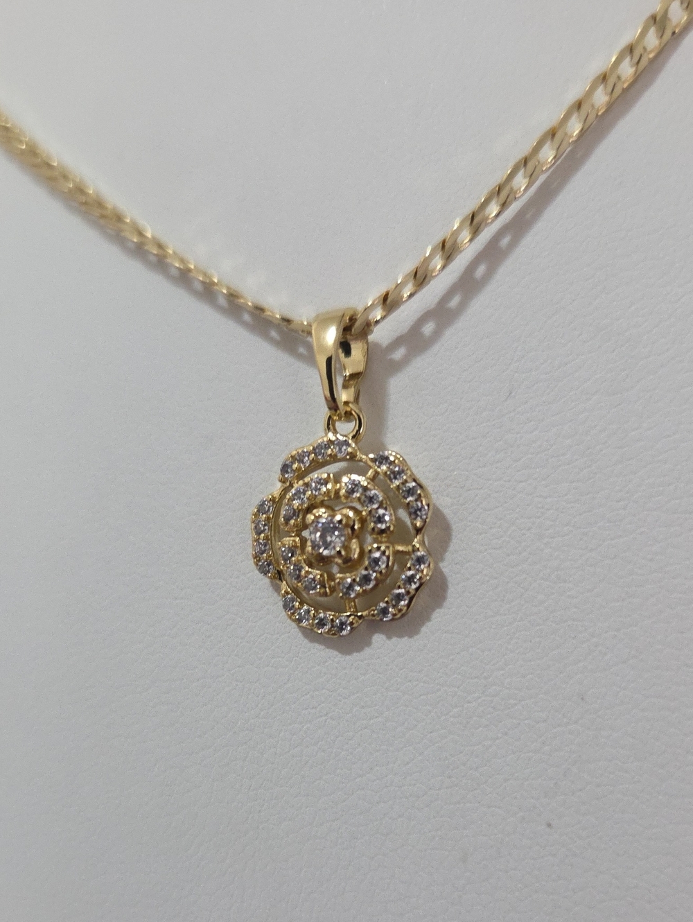 Xuping 14K Laminated Gold Floral Crystal Pendant Necklace - Women's Jewelry